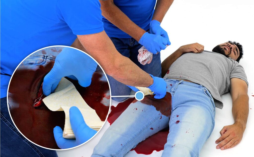 E-learning voor EHBO, BHV en BLS opleiders | hemostatisch gaas inbrengen eerstehulpverlener ehbo bhv | Doczero Hemostatisch gaas inbrengen eerstehulpverlener