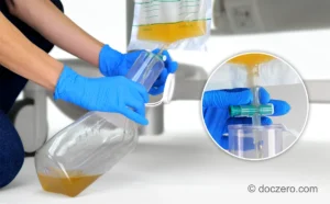 Urineopvangzak legen