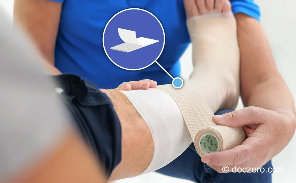 Zwachtelen onderbeen met zelfklevende korte rekzwachtels